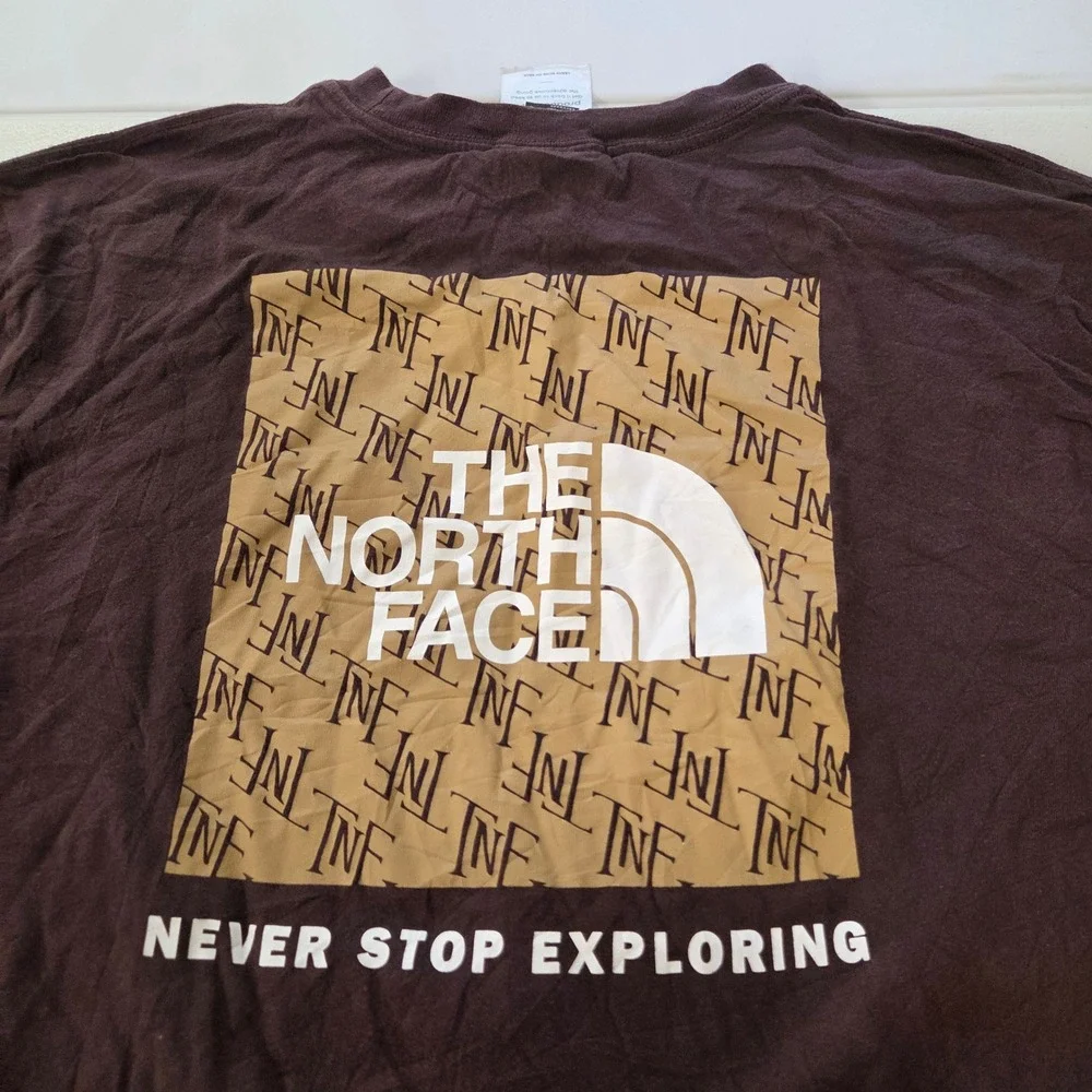 The North Face Mens Brown Circular Design Long Sleeve Graphic T-Shirt Large
